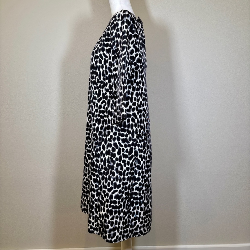 Kate Spade Black and White Patterned Silk Blend Dress Size 12 - Picture 2 of 9